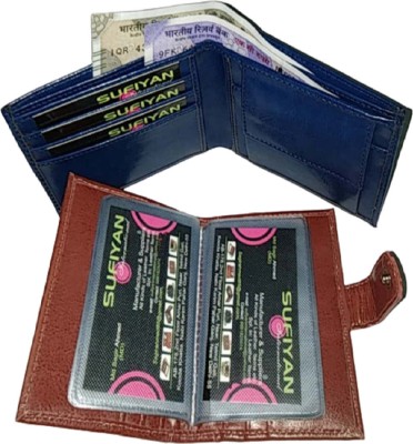 SAGIR ITALIAN LEATHER Men Blue, Tan Artificial Leather Wallet(30 Card Slots, Pack of 2)