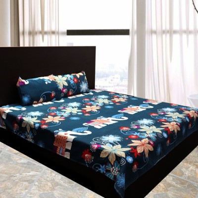 RSB 168 TC Cotton Double 3D Printed Flat Bedsheet(Pack of 1, Multicolor)