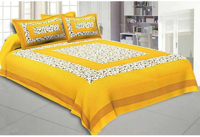 DHAYAL TEXTILES 280 TC Cotton Double Printed Flat Bedsheet(Pack of 1, Multicolor)