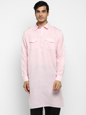 Royal Kurta Men Self Design Pathani Kurta(Pink)