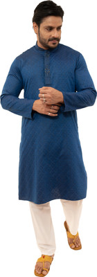 sultan apparels pvt ltd Men Embroidered Straight Kurta(Dark Blue)