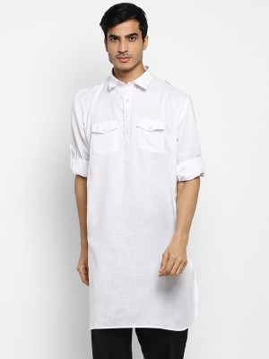 Royal Kurta Men Solid Pathani Kurta(White)