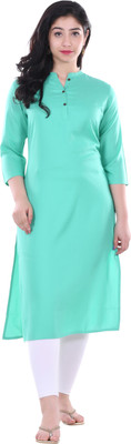 Raycot Women Solid Straight Kurta(Light Green)