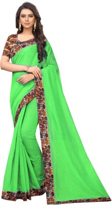 Saadhvi Printed Daily Wear Cotton Silk Saree(Green)