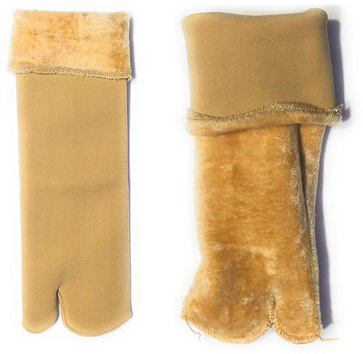 HF LUMEN Warm Fleece Stretchy Elastic Feather Woolen Winter Velvet Socks With Thumb For Women Mid-Calf/Crew(Pack of 2)