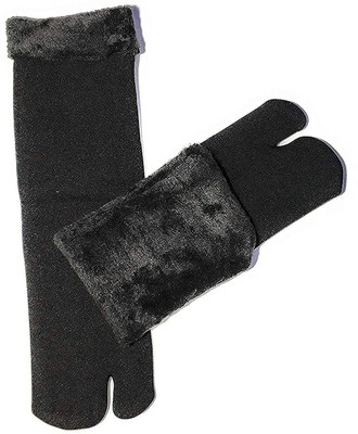 HF LUMEN Warm Fleece Stretchy Elastic Feather Woolen Winter Velvet Socks With Thumb For Women Mid-Calf/Crew(Pack of 2)