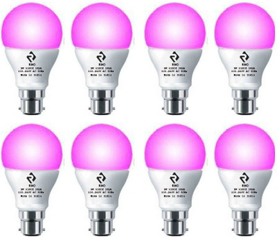 rino 5 W Basic Standard B22 LED Bulb(Pink, Pack of 8)