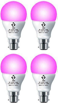 rino 5 W Basic Standard B22 LED Bulb(Pink, Pack of 4)