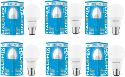 HALONIX 9 W, 0.5 W Round B22 LED Bulb (White, Pack of 6)