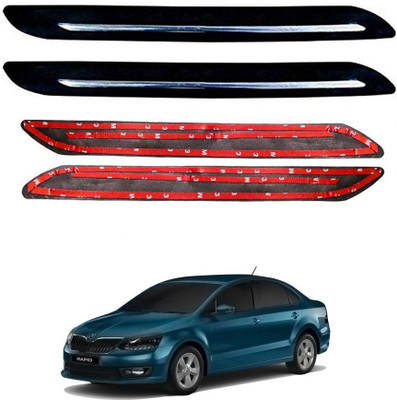 Oshotto Rubber Car Bumper Guard(Black, Pack of 4, Skoda, Rapid)