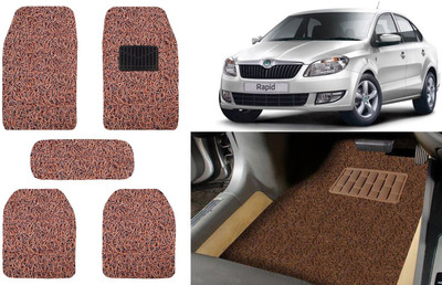 Auto Kite Plastic, PVC, Vinyl Standard Mat For  Skoda Rapid(Brown)