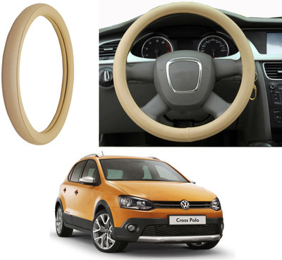 Auto Kite Steering Cover For Volkswagen Polo Cross(Beige, Leatherite)