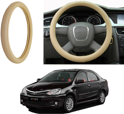 Auto Kite Steering Cover For Toyota Etios(Beige, Leatherite)