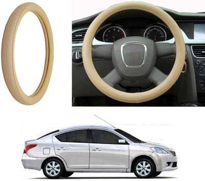Auto Kite Steering Cover For Nissan Sunny(Beige, Leatherite)