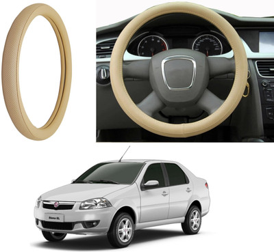 Auto Kite Steering Cover For Fiat Siena(Beige, Leatherite)