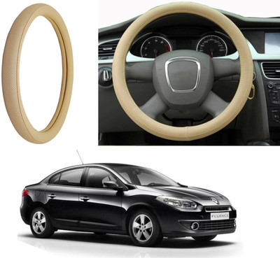 Auto Kite Steering Cover For Renault Fluence(Beige, Leatherite)