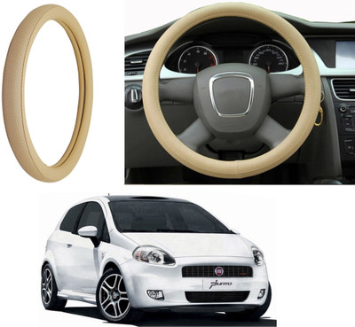 Auto Kite Steering Cover For Fiat Punto(Beige, Leatherite)