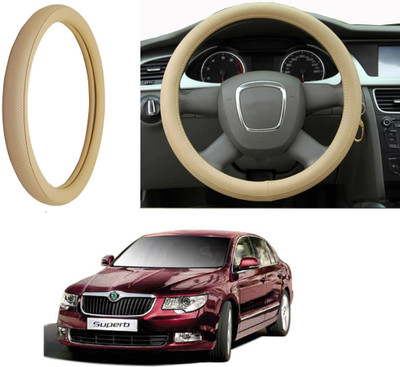 Auto Kite Steering Cover For Skoda Superb(Beige, Leatherite)