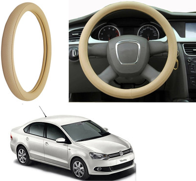 Auto Kite Steering Cover For Volkswagen Vento(Beige, Leatherite)