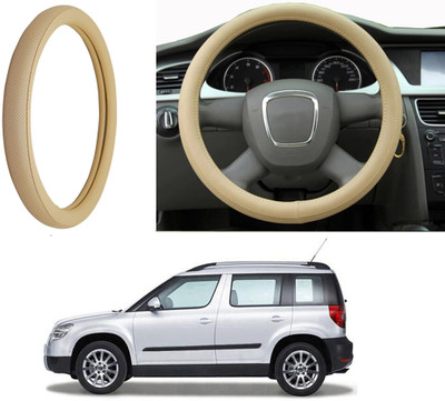 Auto Kite Steering Cover For Skoda Yeti(Beige, Leatherite)