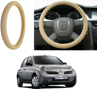 Auto Kite Steering Cover For Nissan Micra(Beige, Leatherite)