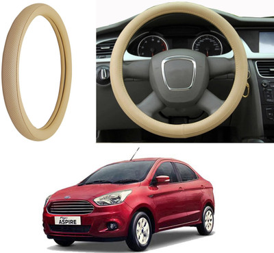 Auto Kite Steering Cover For Ford Aspire(Beige, Leatherite)
