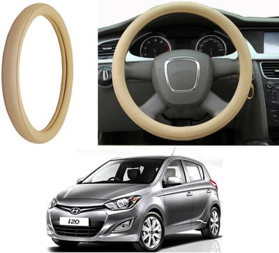 Auto Kite Steering Cover For Hyundai i20(Beige, Leatherite)