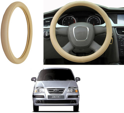 Auto Kite Steering Cover For Hyundai Santro(Beige, Leatherite)