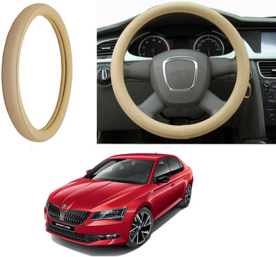 Auto Kite Steering Cover For Skoda Superb(Beige, Leatherite)
