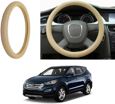 Auto Kite Steering Cover For Hyundai SantaFe(Beige, Leatherite)