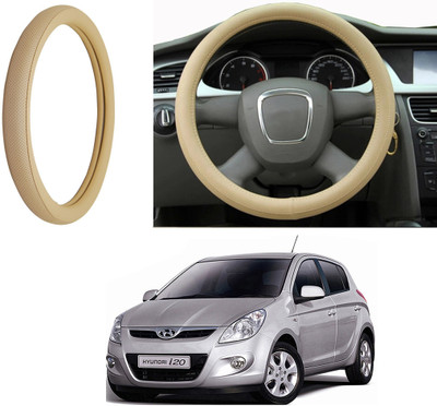 Auto Kite Steering Cover For Hyundai i20(Beige, Leatherite)