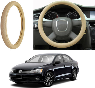Auto Kite Steering Cover For Volkswagen Jetta(Beige, Leatherite)