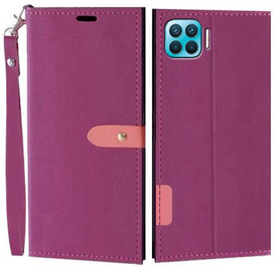 Krofty Flip Cover for OPPO F17 Pro, OPPO F17 Pro Diwali Edition(Pink, Cases with Holder, Pack of: 1)