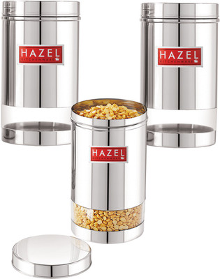 HAZEL Steel Grocery Container  - 1200(Pack of 3, Silver)