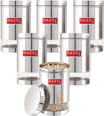 HAZEL Steel Grocery Container  - 1700(Pack of 6, Silver)