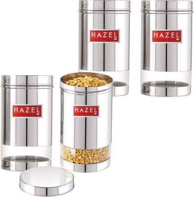 HAZEL Steel Grocery Container  - 1200 ml(Pack of 4, Silver)