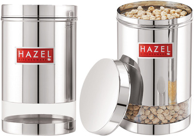 HAZEL Steel Grocery Container  - 1700(Pack of 2, Silver)