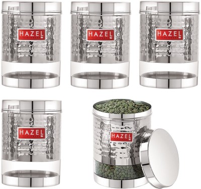 HAZEL Steel Grocery Container  - 1350 ml(Pack of 5, Silver)