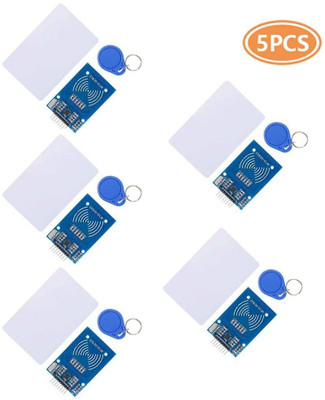 Grahikum MFRC RC522 RFID-RC522 RF IC Card Reader Sensor Module S50 13.56MHz RFID Smart Card RFID Chip Key Ring Module (Pack of 5) Electronic Components Electronic Hobby Kit