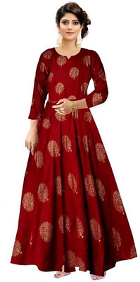 The Fam Studio Flared/A-line Gown(Maroon)