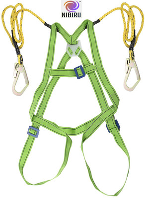 Nibiru Safety Belt, Harness with Scaffolding Hook Double Lanyard(Double hooks) Safety Harness(Free Size)