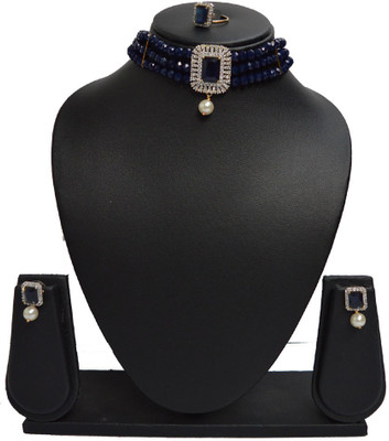 Sandhya Designer Studio Stone Blue, Gold Jewellery Set(Pack of 1)