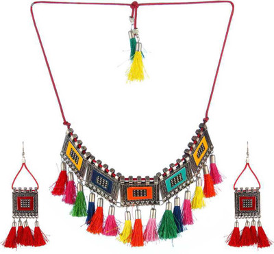 Riwaaz Collection Alloy Silver Silver, Multicolor Jewellery Set(Pack of 1)