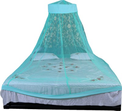RIDDHI Nylon Adults Washable 14mtround4x6_green Mosquito Net(Green, Ceiling Hung)