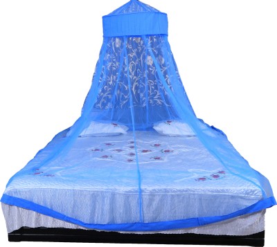 RIDDHI Nylon Adults Washable 14mtround6x6_blue Mosquito Net(Dark Blue, Ceiling Hung)