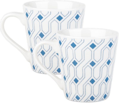 TREO Earthen Art Ceramic Blue Diamond Ceramic Coffee Mug(210 ml, Pack of 2)