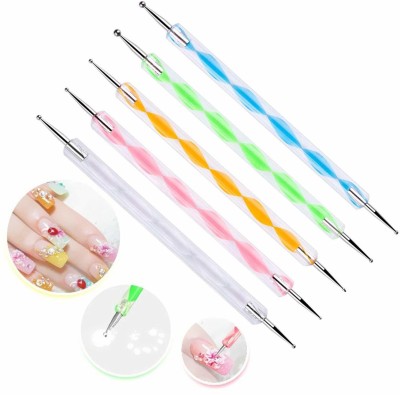 VULPIX 5 pc 2 Way Dotting Pen Tool Nail Art Tip Dot Paint Manicure kit(Multicolour)