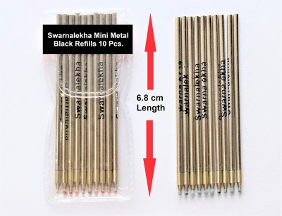 Swarnalekha Mini Metal 6.8 cm. Length BLACK Ball Pen Refill(Pack of 10, Black)