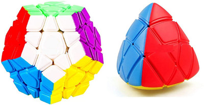 Authfort Speed Cube Combo Set of Triangle 3x3 Megaminx and Skewb Cube High Seed Stickerless Speed Cube Puzzle Set Toy (Combo(Triangle+Megaminx+Skewb))(2 Pieces)