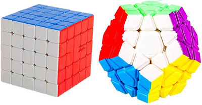Authfort Speed Cube Combo Set of 5x5 Cube and 3 Layer Megaminx High Seed Stickerless Speed Cube Puzzle Set Toy (Combo(5x5Cube+Megaminx Cube))(2 Pieces)